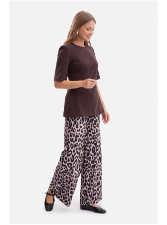 B305 Megztas peplum stiliaus viršus - dark chocolate