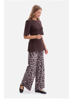 B305 Megztas peplum stiliaus viršus - dark chocolate