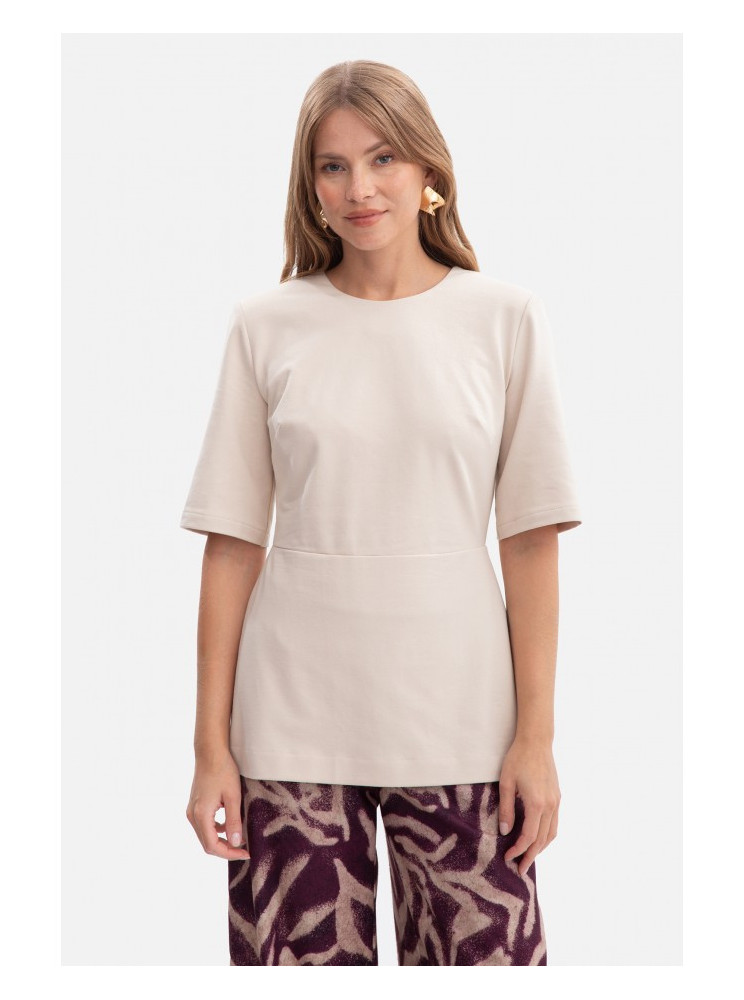 B305 Megzta baskinė palaidinė - smėlio