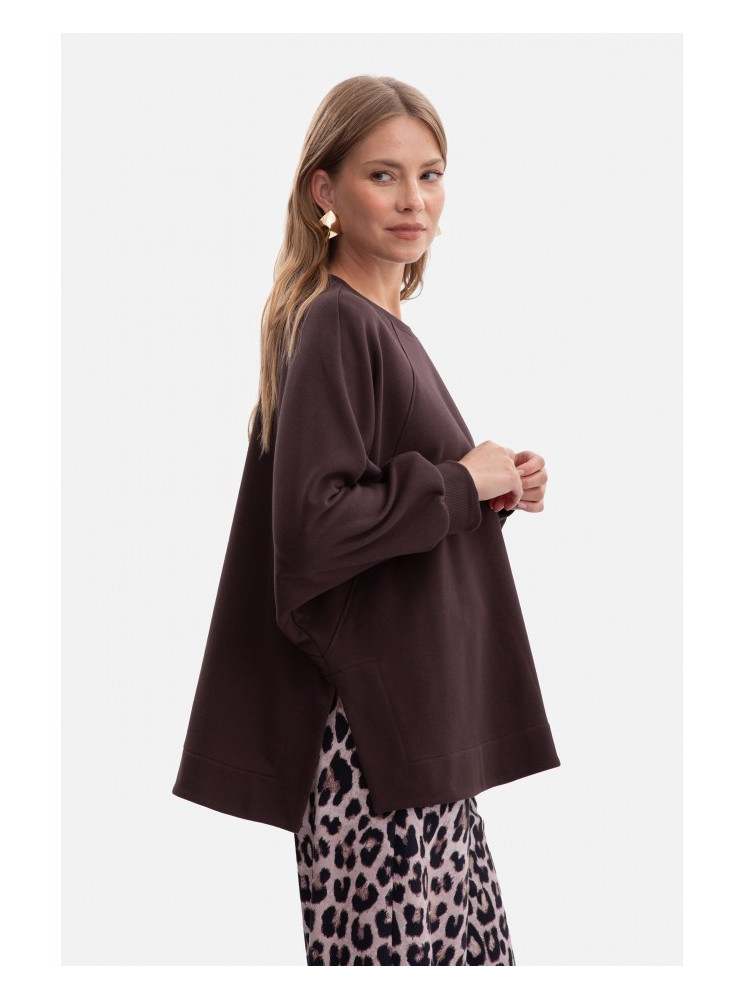 B306 Megztinis "B306" laisvo silueto - dark chocolate