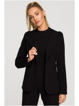 M691 Hooded blazer with single button - black