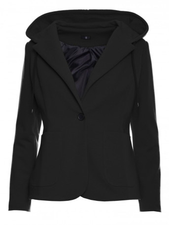 M691 Hooded blazer with single button - black