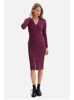 B307 Riboto mezgimo pieštuko silueto suknelė - slyvų