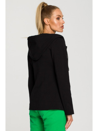 M691 Hooded blazer with single button - black