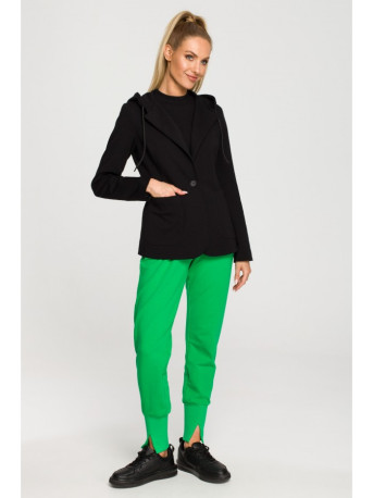 M691 Hooded blazer with single button - black