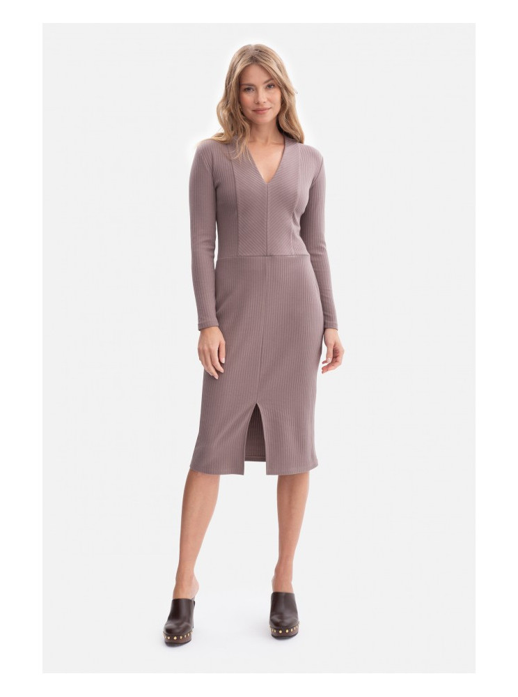 B307 Ribotu raštu megzta pieštuko silueto suknelė - cococa