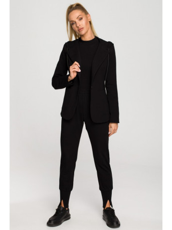 M691 Hooded blazer with single button - black