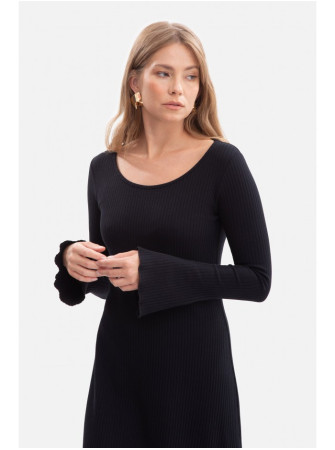 B308 Midi suknelė iš rib audinio - juoda