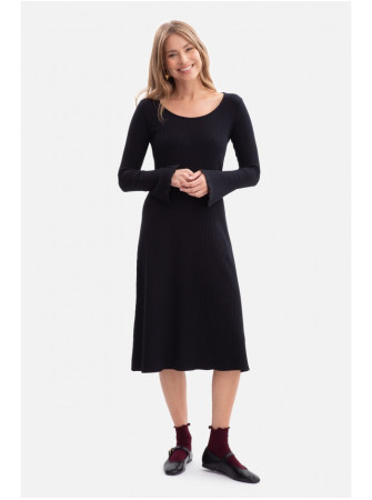 B308 Midi suknelė iš rib audinio - juoda