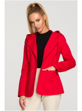 M691 Hooded blazer with single button - red