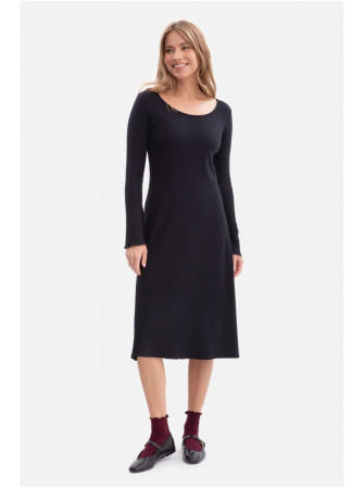 B308 Midi suknelė iš rib audinio - juoda