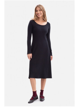 B308 Midi ilgio suknelė iš rib audinio - juoda