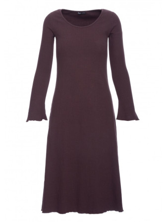 B308 Midi ilgio suknelė su šonkaulių raštu - dark chocolate