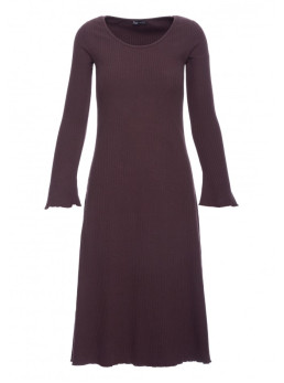 B308 Midi ilgio suknelė su šonkaulių raštu - dark chocolate