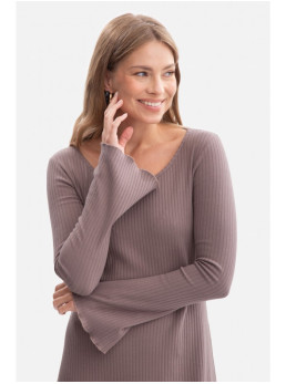 B308 Prigludusi megzta midi suknelė - cocoa