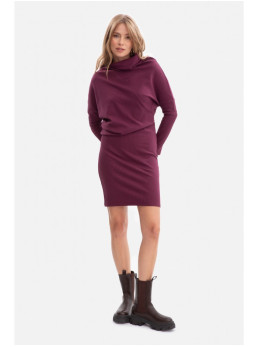 B309 Ribotu raštu megzta suknelė-palaidinė - slyvų