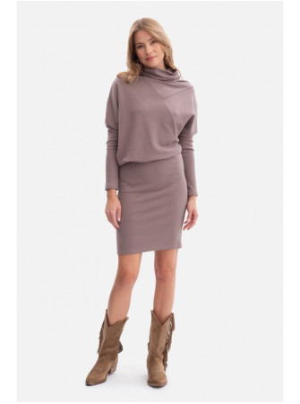 B309 Dryžuota suknelė-palaidinė - cocoa