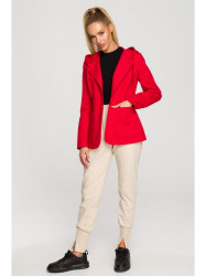 M691 Hooded blazer with single button - red