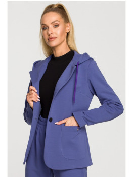 M691 Hooded blazer with single button - indigo