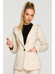 M691 Hooded blazer with single button - sandy