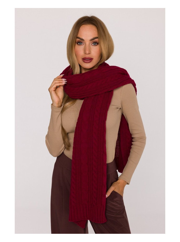 M898 Burgundiškas pynių rašto šalikas - kaštoninė