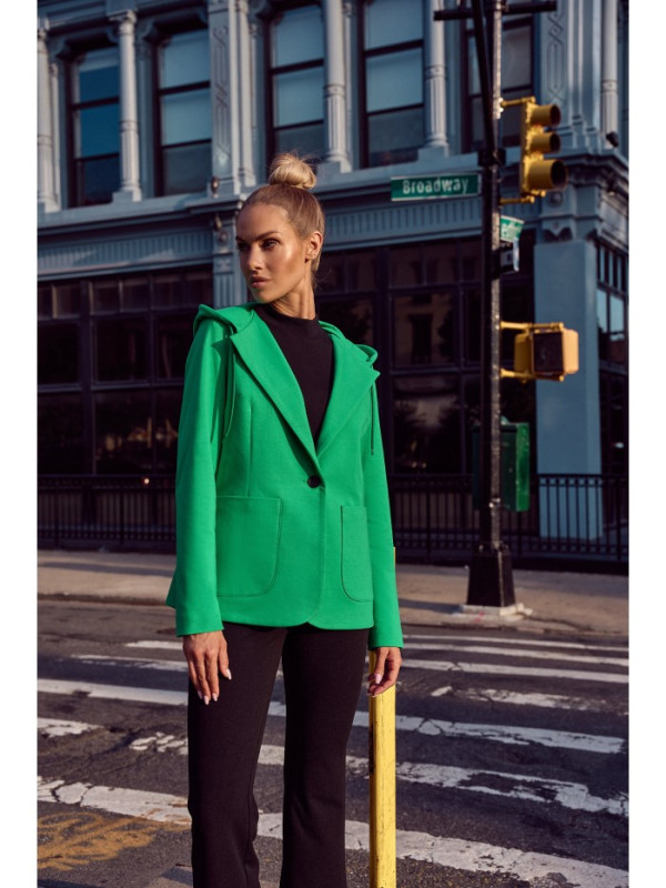 M691 Hooded blazer with single button - green
