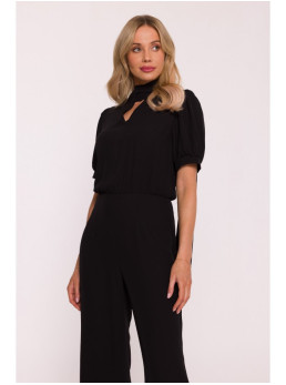 S421 Kombinezonas su raišteliu-kaspinu - juoda