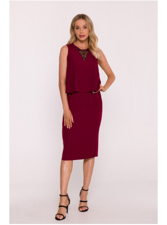 S422 Bateliai su nėrinių detale - kaštoninė