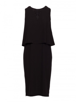 S422 Suknelė su nėrinių detale - juoda