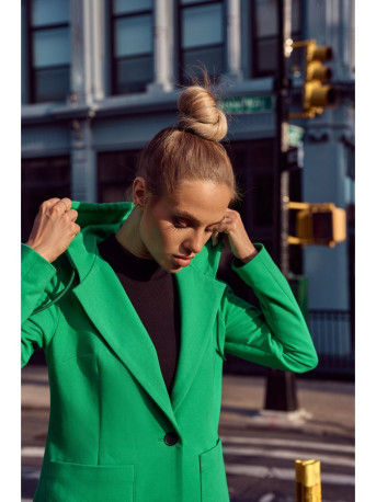 M691 Hooded blazer with single button - green