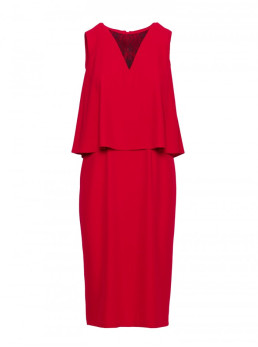 S422 Raudona suknelė su nėriniais - raudona