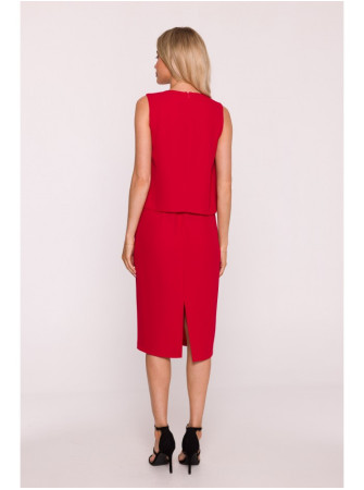 S422 Raudona suknelė su nėriniais - raudona
