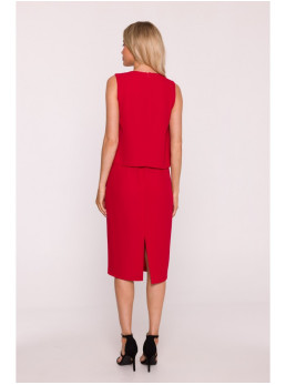 S422 Raudona suknelė su nėriniais - raudona