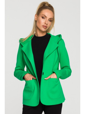 M691 Hooded blazer with single button - green
