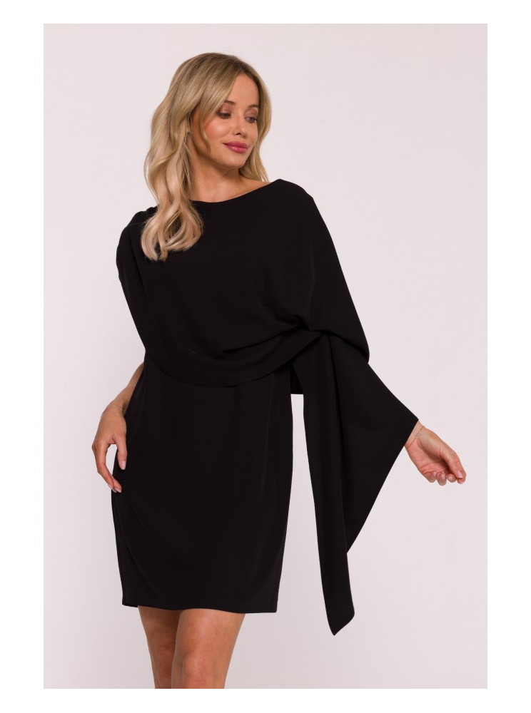 S423 Suknelė su pelerina - juoda