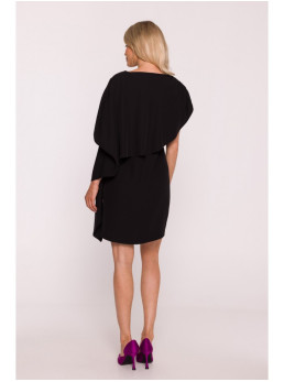S423 Suknelė su pelerina - juoda