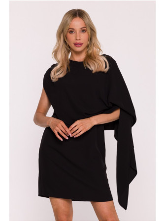 S423 Suknelė su apsiaustu - juoda
