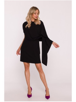S423 Suknelė su apsiaustu - juoda