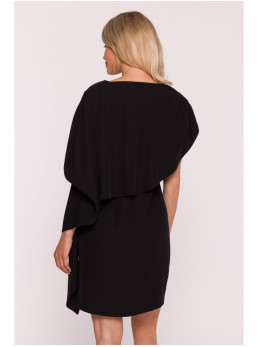 S423 Suknelė su pelerina - juoda