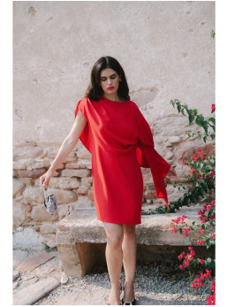 S423 Suknelė su apsiaustu - raudona