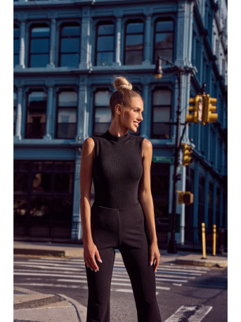 M697 High neck sleeveless bodysuit - black