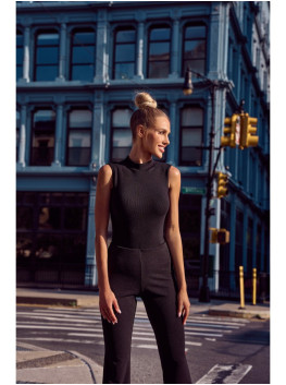 M697 High neck sleeveless bodysuit - black