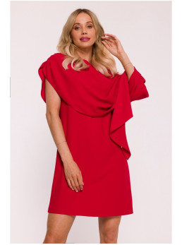S423 Suknelė su apsiaustu - raudona