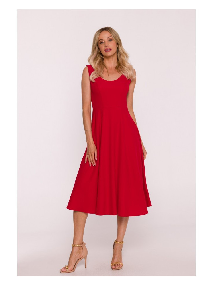 S424 Pritaikyto silueto suknelė - raudona