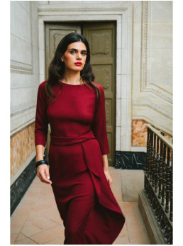 S425 S425 Suknelė su raukiniais - kaštoninė