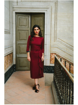 S425 S425 Suknelė su raukiniais - kaštoninė