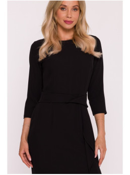 S425 Suknelė su raukiniais - juoda