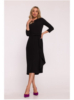 S425 Suknelė su raukiniais - juoda