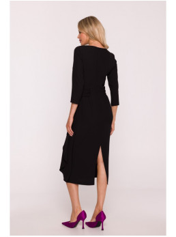 S425 Suknelė su raukiniais - juoda