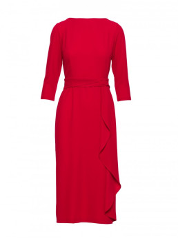 S425 Raudona suknelė su raukiniais - raudona